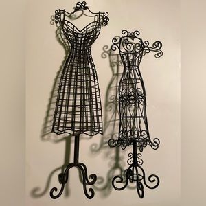 Two metal wire "dress forms" for dresser top to display jewelry, 2 for $40.